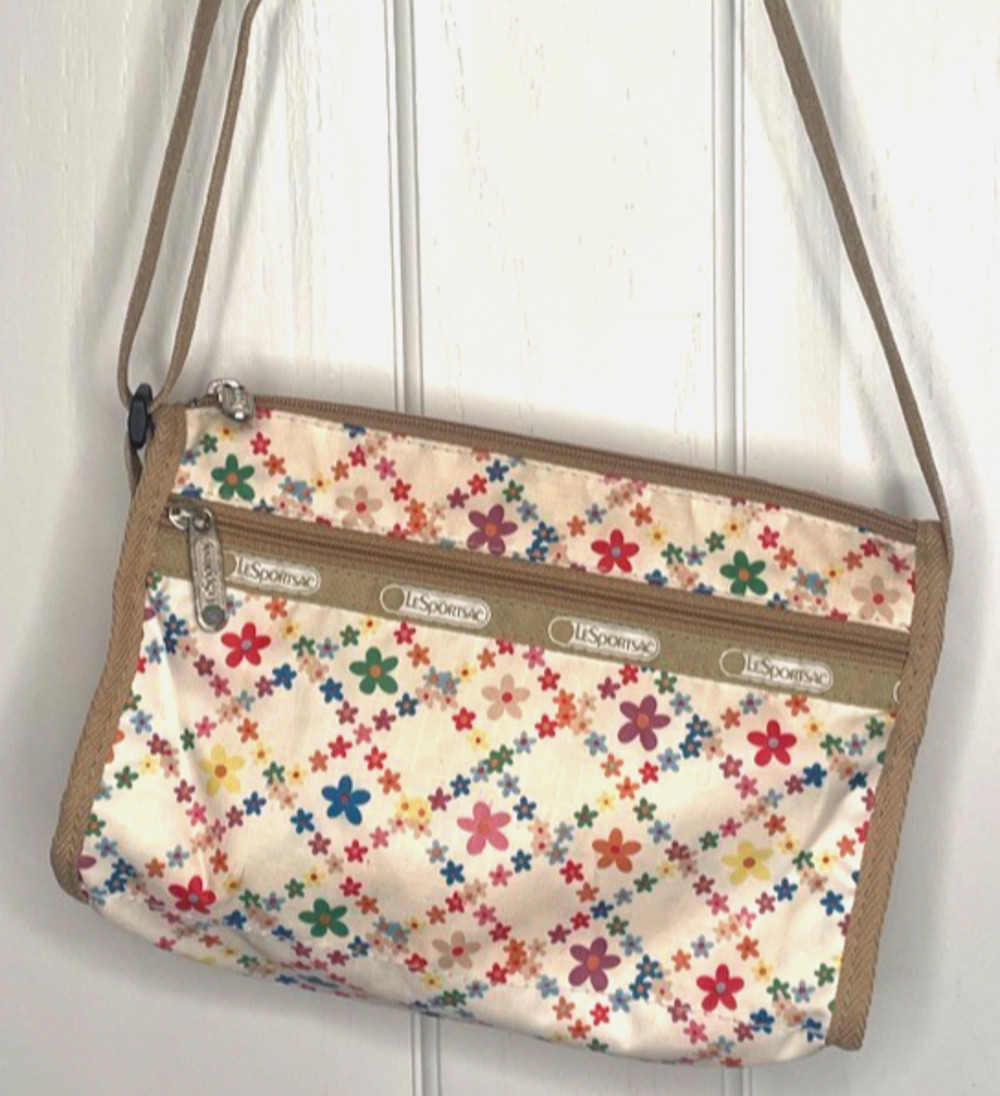 Vintage Y2K LeSportSac Crossbody Shoulder Bag Purse Floral Nylon Adjustable